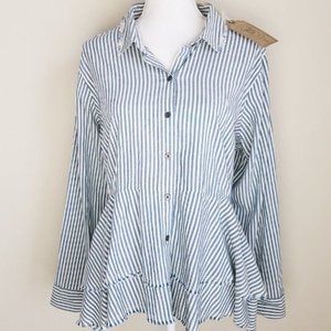 NWT True Craft Striped Peplum Top